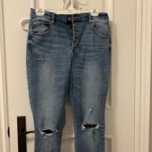 Garage blue ripped skinny jeans